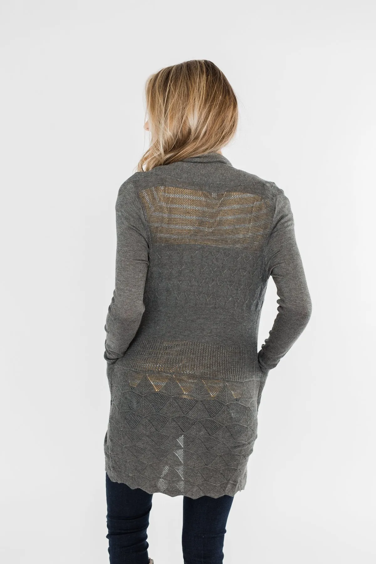 Lots of Love Knit Cardigan- Charcoal