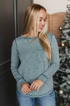 Love This Life Long Sleeve Top- Dusty Green