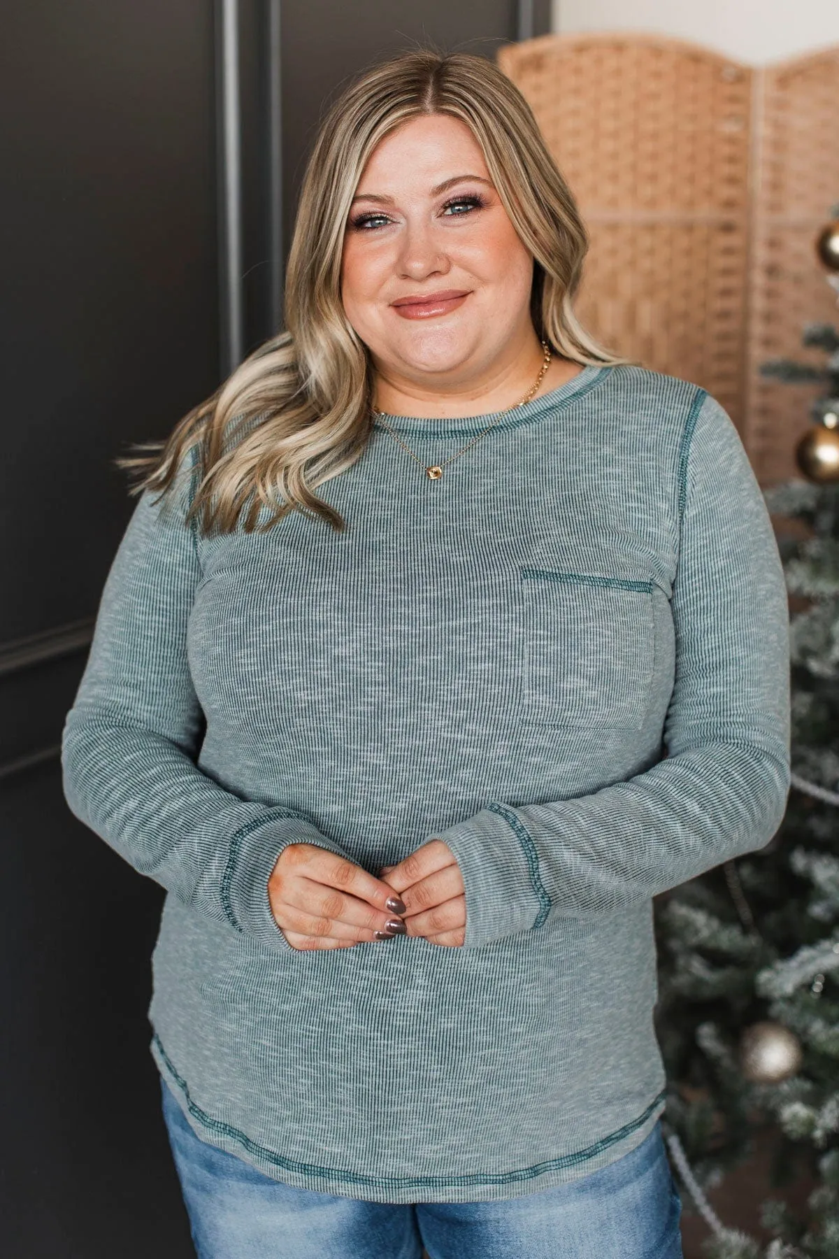 Love This Life Long Sleeve Top- Dusty Green