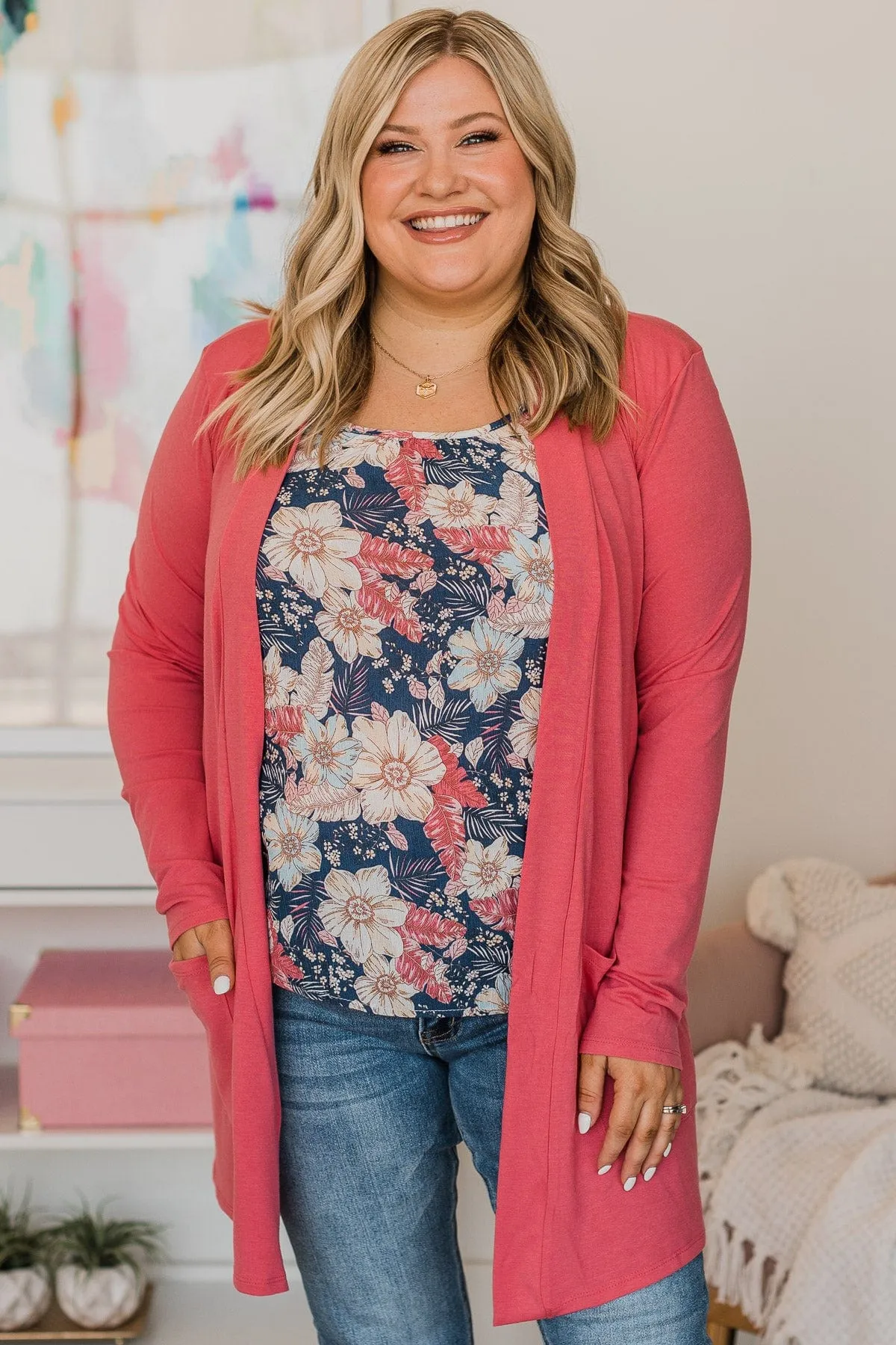 Loving It All Knit Cardigan- Rose Pink