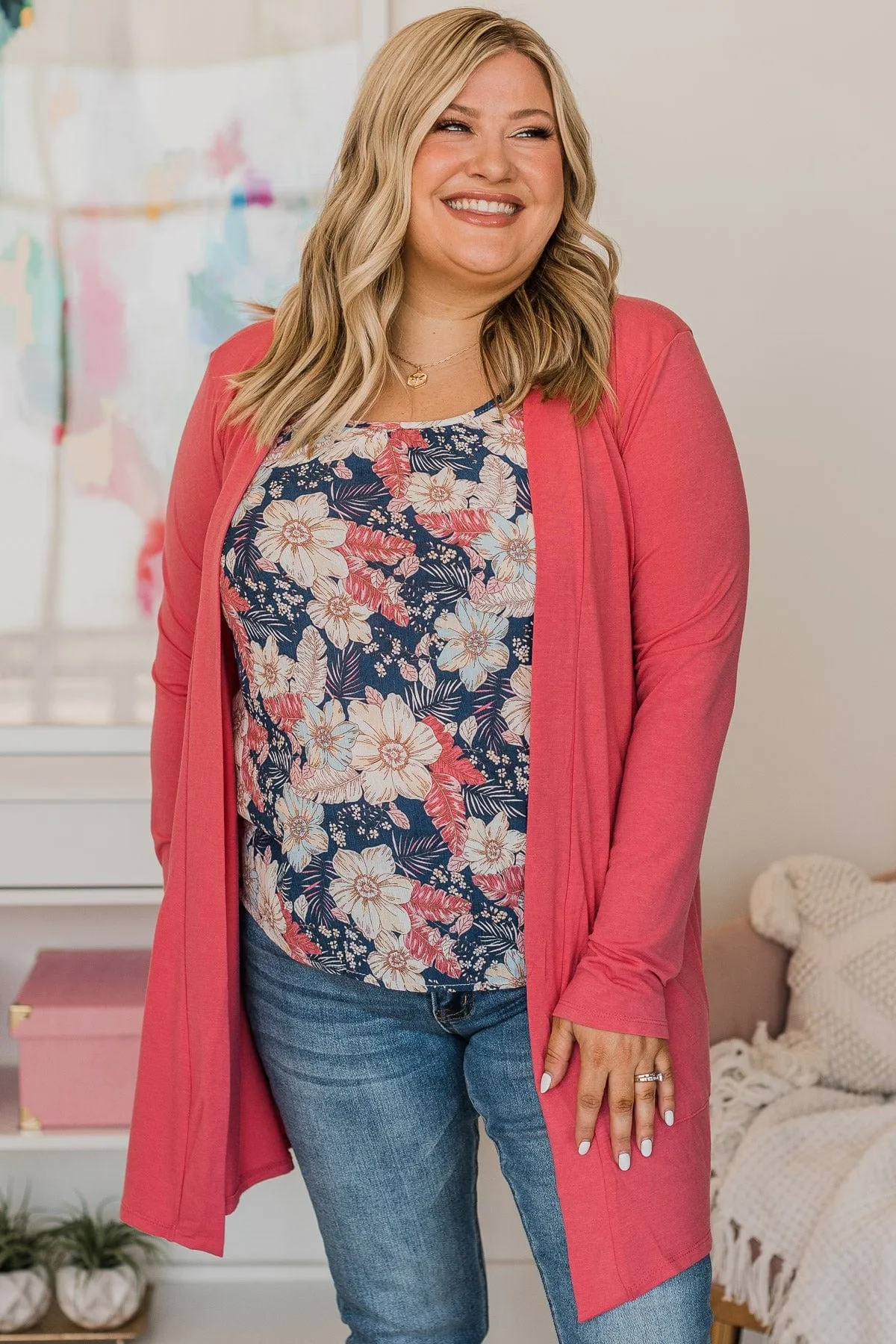 Loving It All Knit Cardigan- Rose Pink