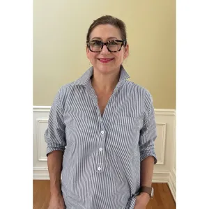 Lucia Top - Blue/White Pinstripe