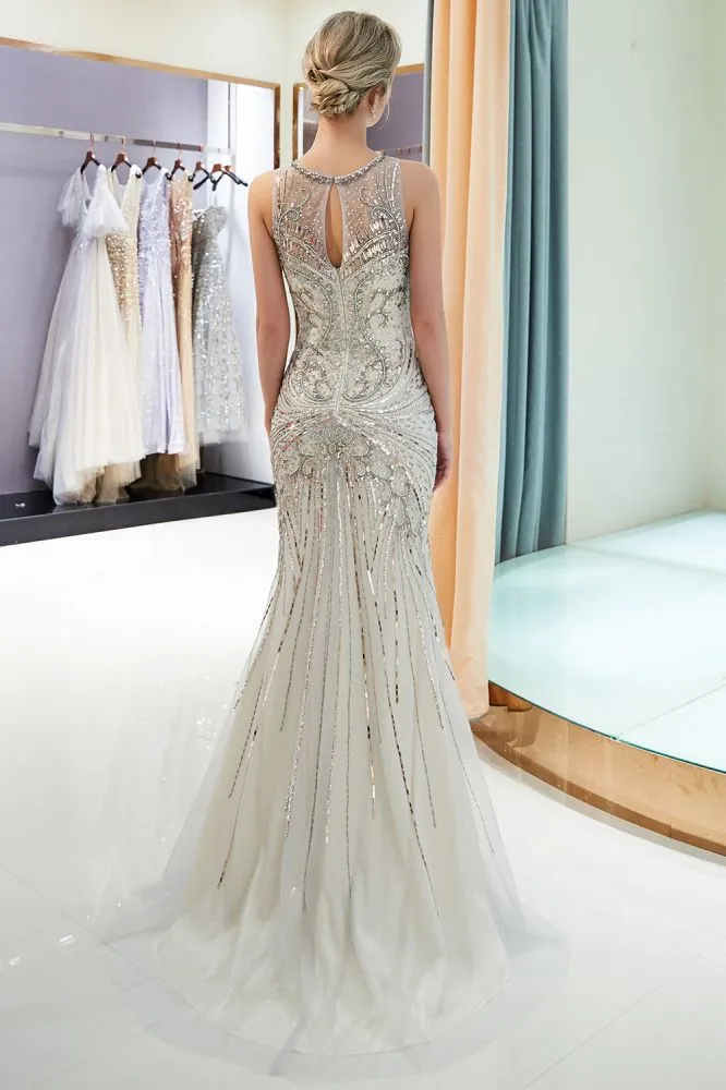 MARVEL Mermaid Sleeveless Long Evening Dresses with Gorgeous Beading