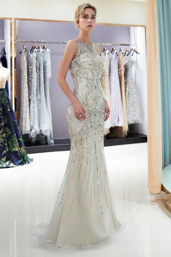 MARVEL Mermaid Sleeveless Long Evening Dresses with Gorgeous Beading