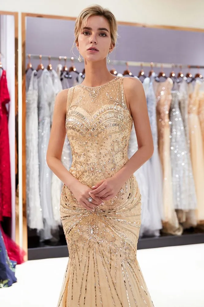 MARVEL Mermaid Sleeveless Long Evening Dresses with Gorgeous Beading