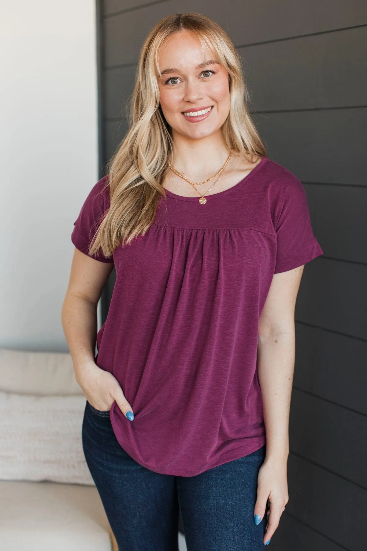 Meaningful Traditions Cap Sleeve Top- Magenta
