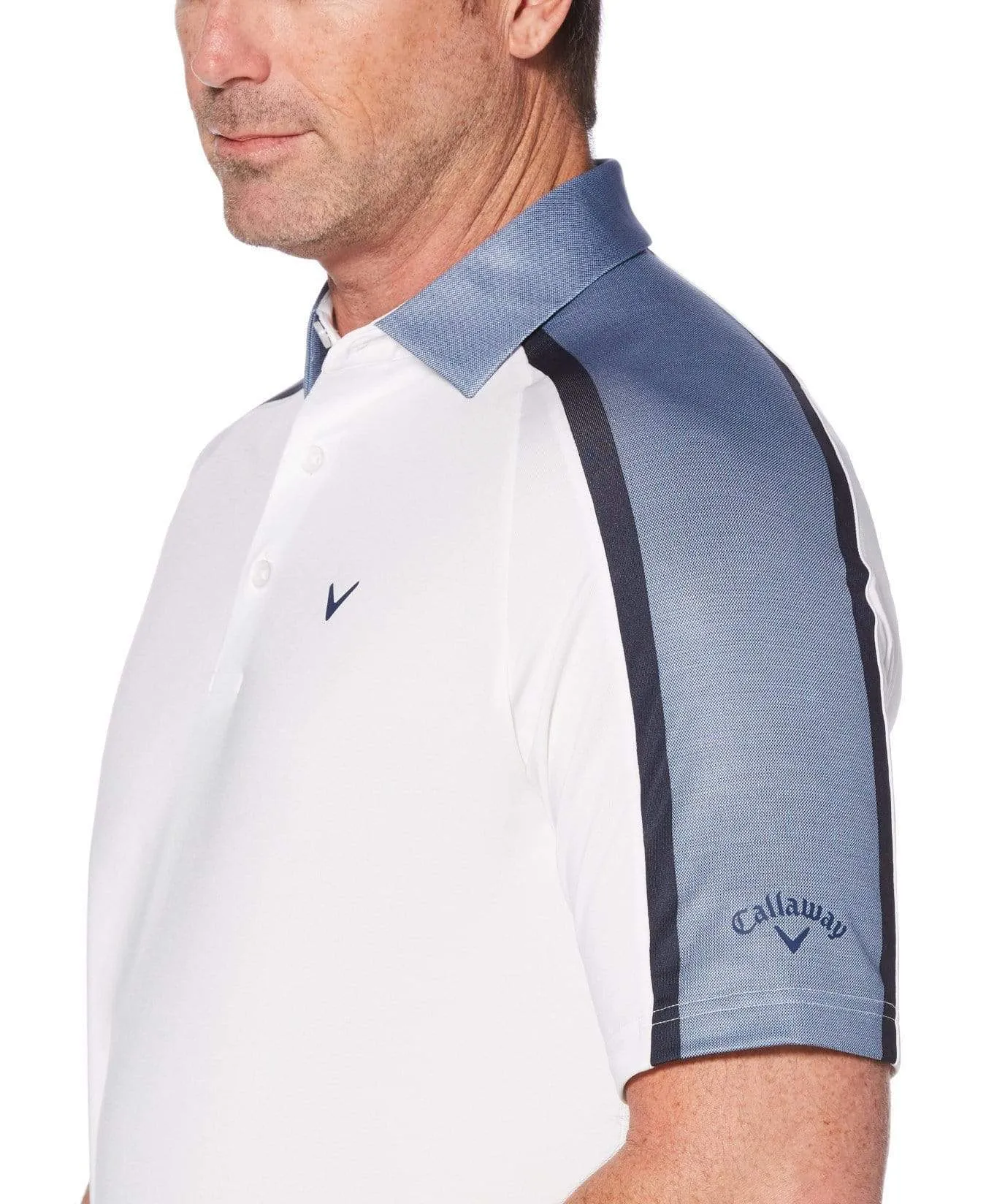 Mens Birdseye Block Raglan Polo with Chevron