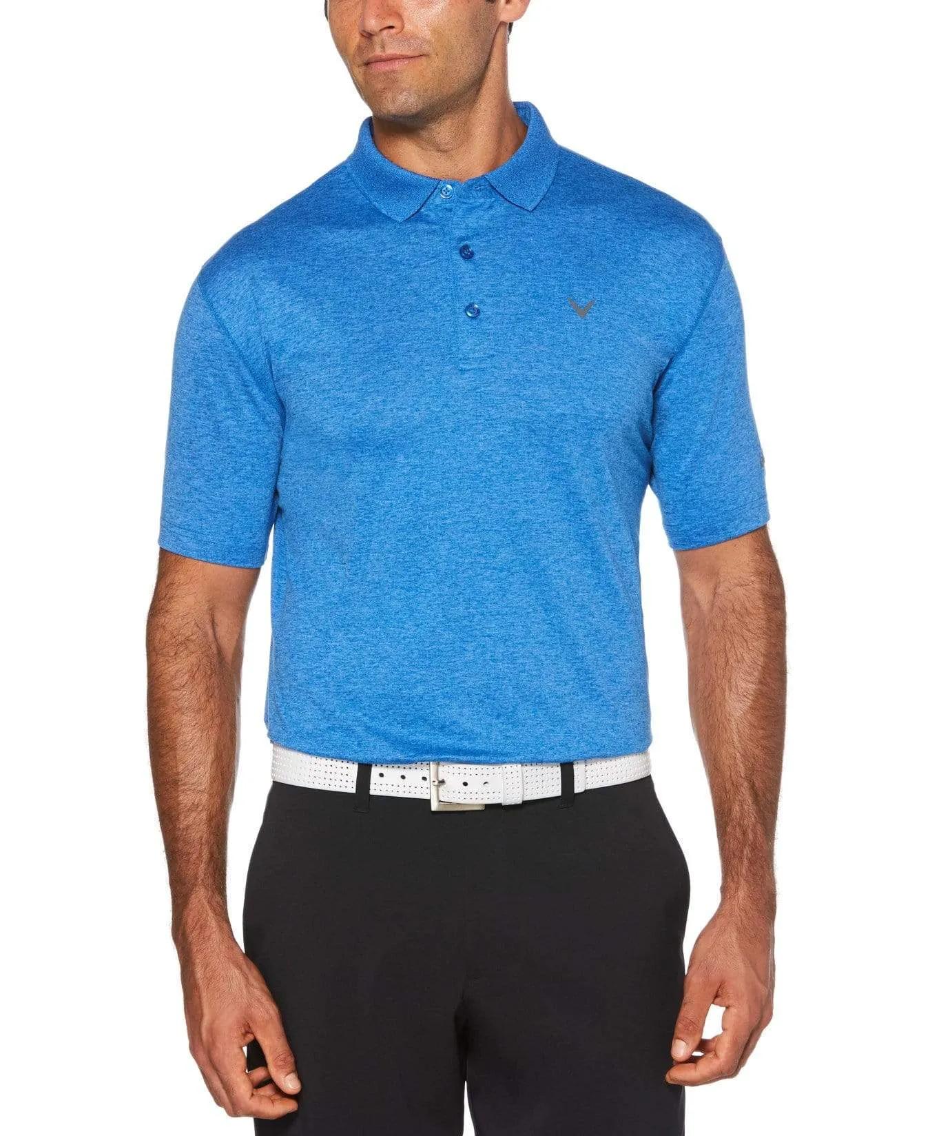 Mens Cooling Heathered Polo with Chevron