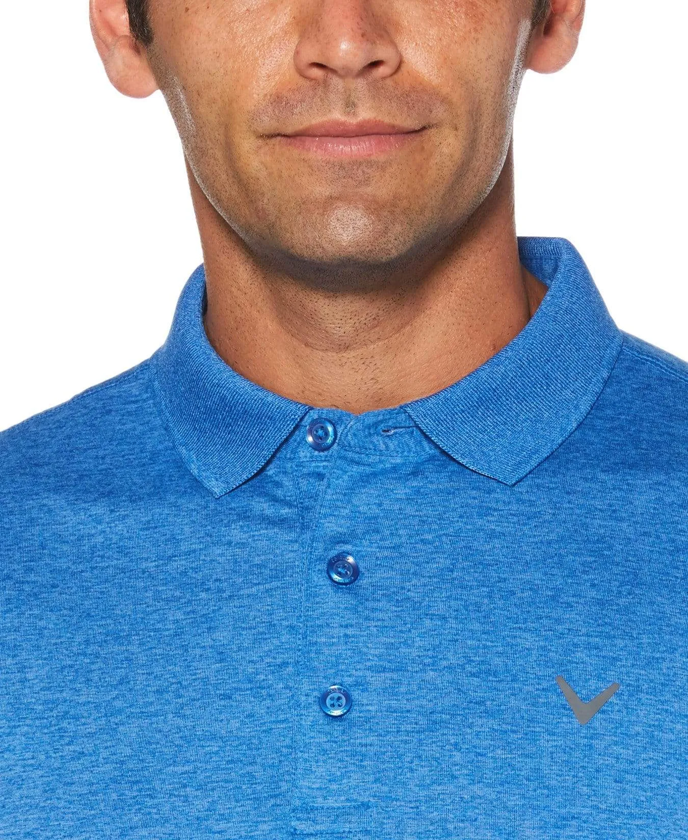 Mens Cooling Heathered Polo with Chevron