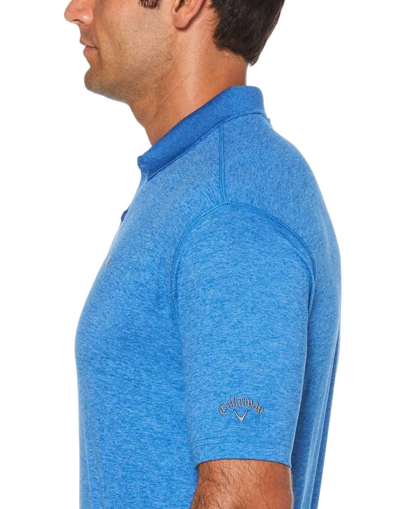Mens Cooling Heathered Polo with Chevron