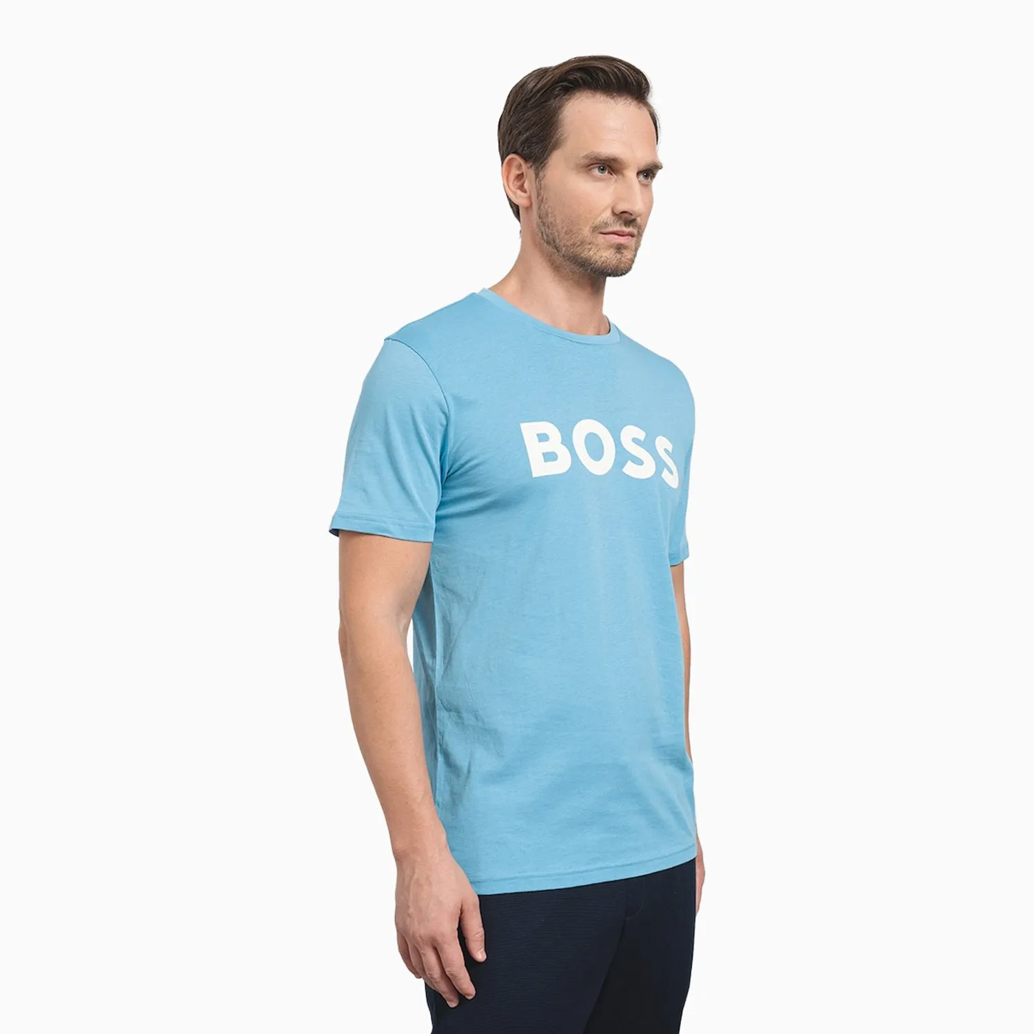 Men's Cotton Jersey T Shirt With Rubber Print Logo