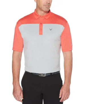 Mens Ventilated Heathered Color Block Polo with Chevron