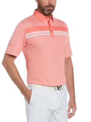 Mens Yarn Dyed Birdseye Color Block Polo