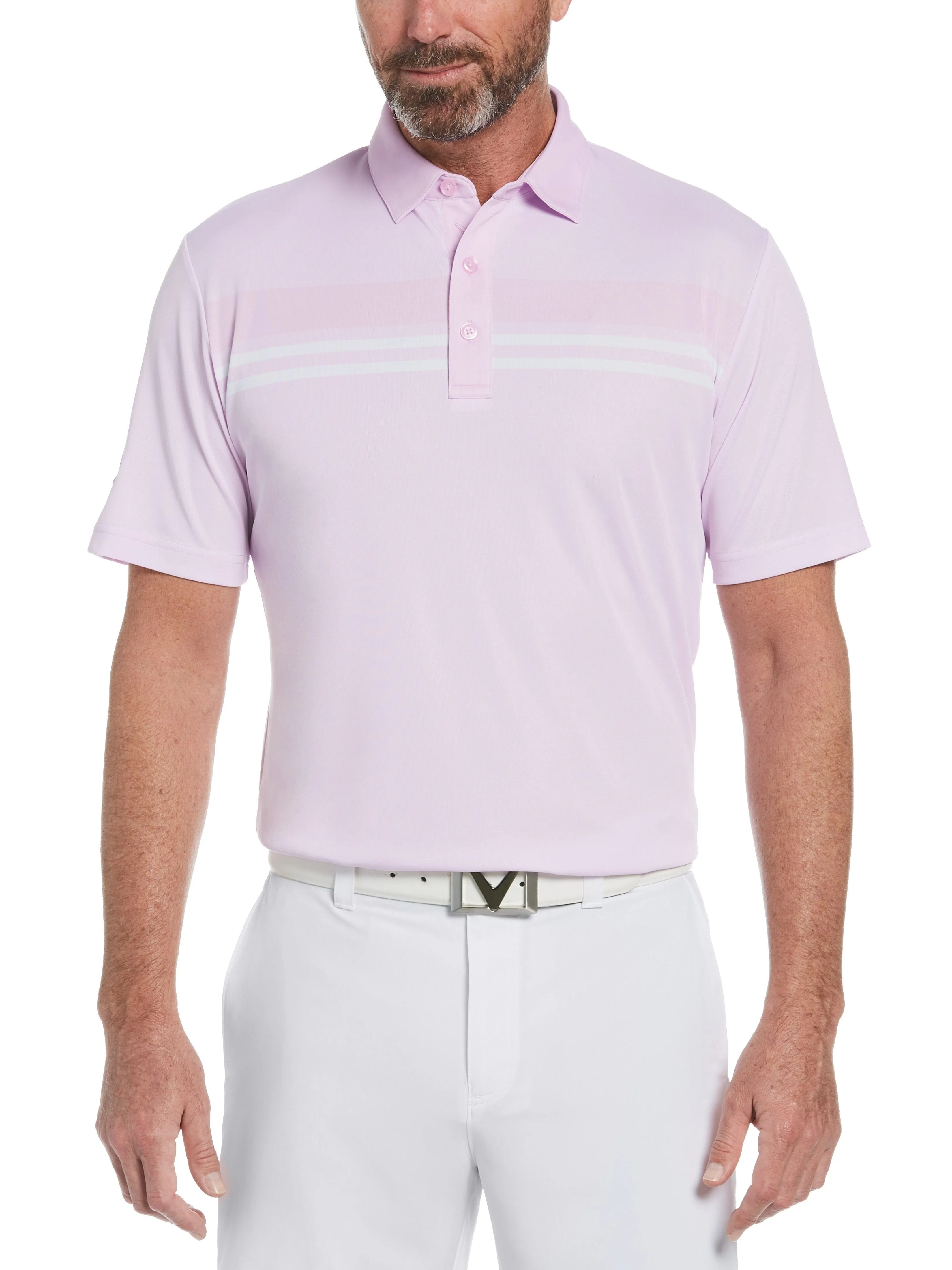 Mens Yarn Dyed Birdseye Color Block Polo
