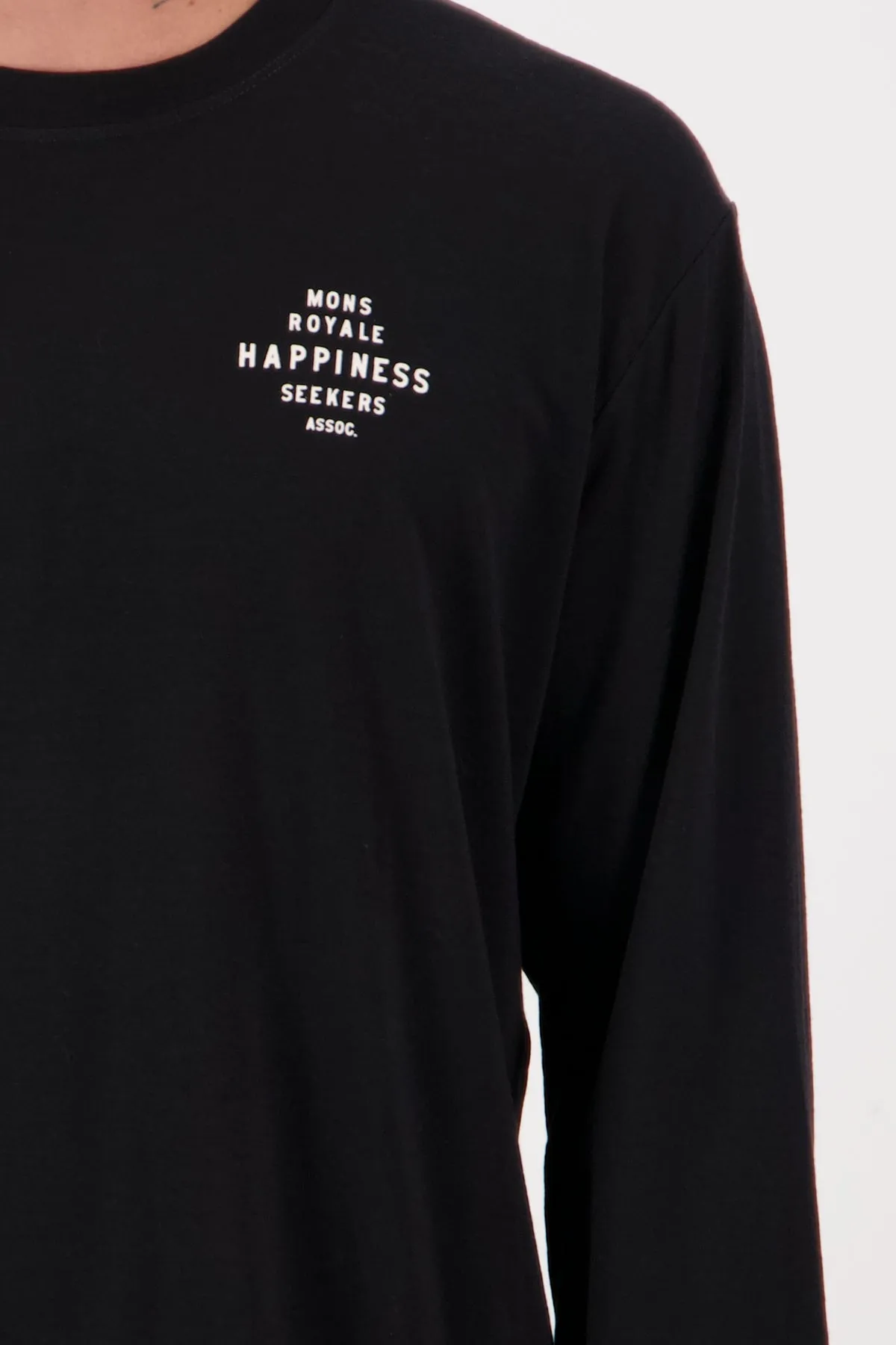 Mons Royale Icon Merino Long Sleeve Mens Happiness Black