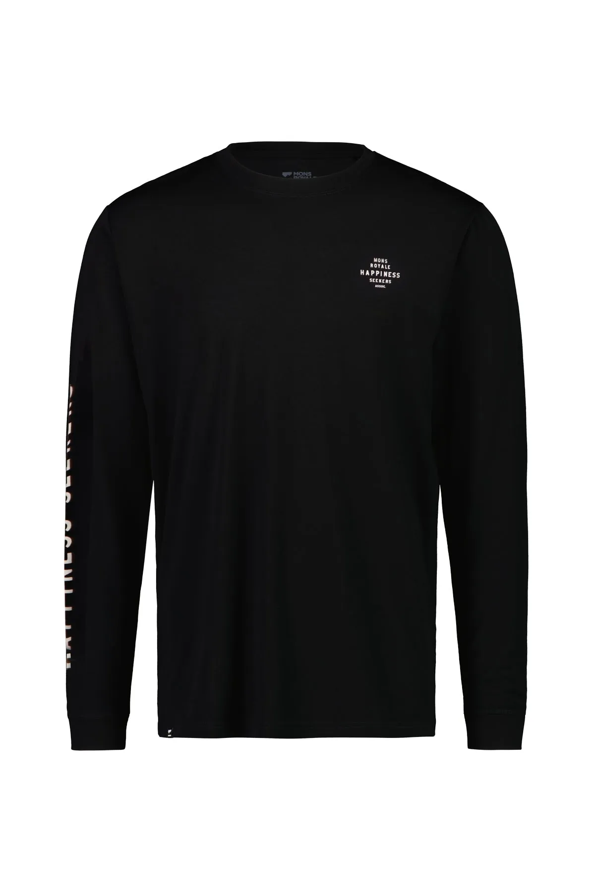 Mons Royale Icon Merino Long Sleeve Mens Happiness Black