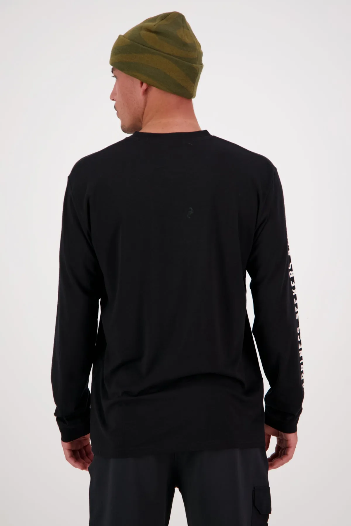 Mons Royale Icon Merino Long Sleeve Mens Happiness Black