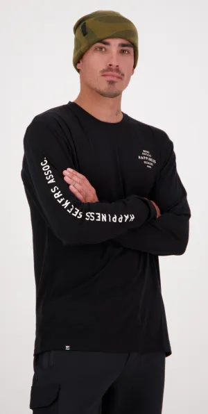 Mons Royale Icon Merino Long Sleeve Mens Happiness Black