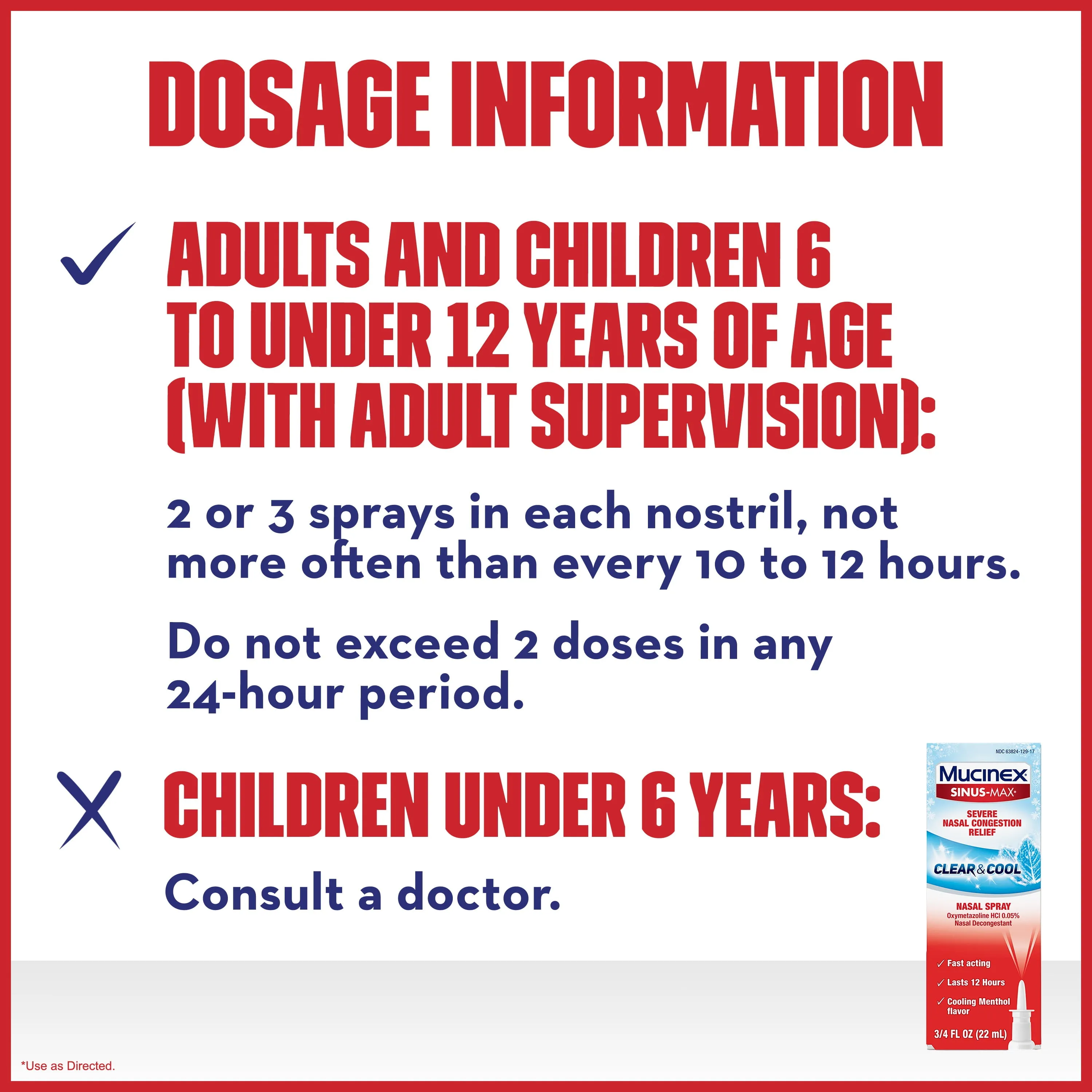 Mucinex Sinus-Max 12 Hour Nasal Decongestant Clear & Cool Nasal Spray 0.75 Ounce