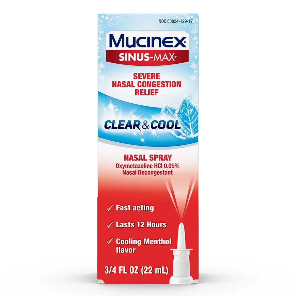 Mucinex Sinus-Max 12 Hour Nasal Decongestant Clear & Cool Nasal Spray 0.75 Ounce