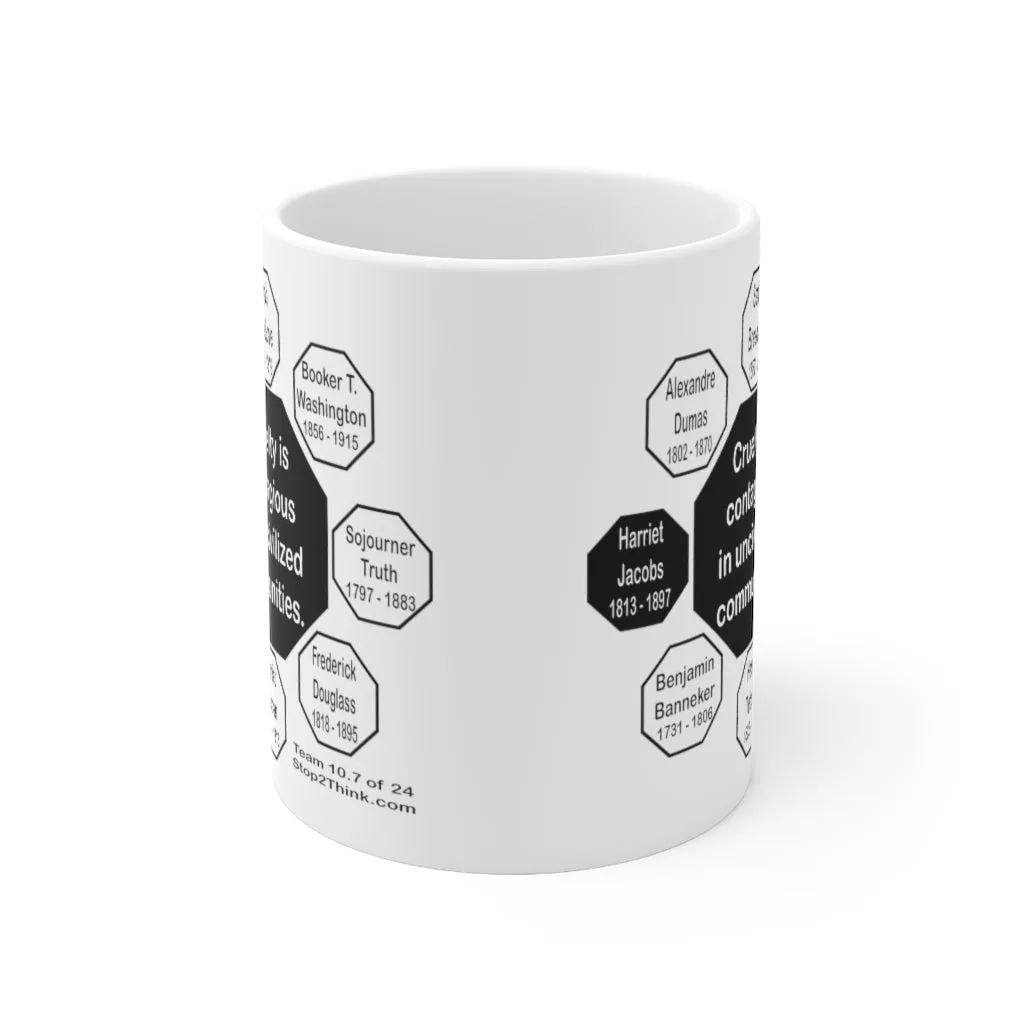 MW-10.7- Cruelty is contagious in uncivilized communities.  -  Harriet Jacobs  -  1813 - 1897 - MugWisdom Ceramic  11oz
