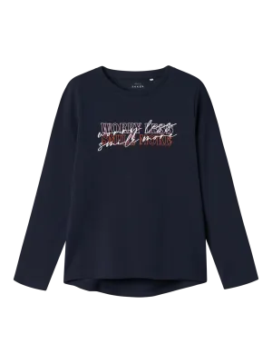 NAME IT | Kid Girl Smile More Long Sleeved Top