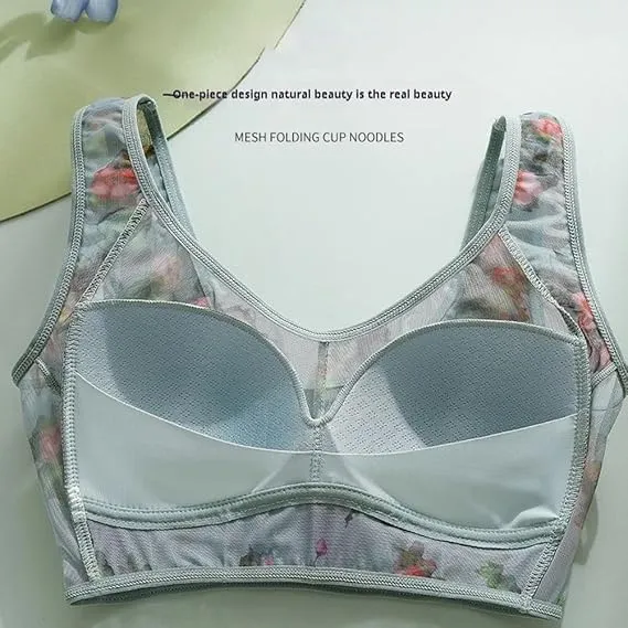 NEW LexTex Ellebloom - Ice Silk Lace Cooling Comfort Bra, Anti-Sagging Wire-Free Bra, Comfort Soft Bra, Lift Bra Women, Purple, Fits L/XL