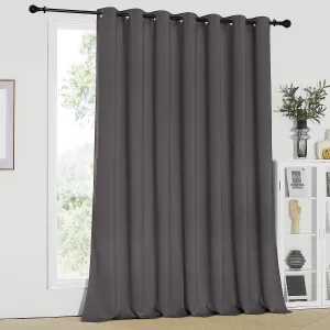 NEW NICETOWN Wide Window Curtain Blackout - Grey Curtain Thermal Insulated Heavy-Duty Energy Saving Privacy Panel for Patio Door/Sliding Door(1 Panel, 100 by 95 Inches)