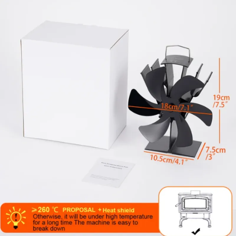 🎁New Year Hot Sale - 6 Blade Thermal Powered Wood Stove Fan