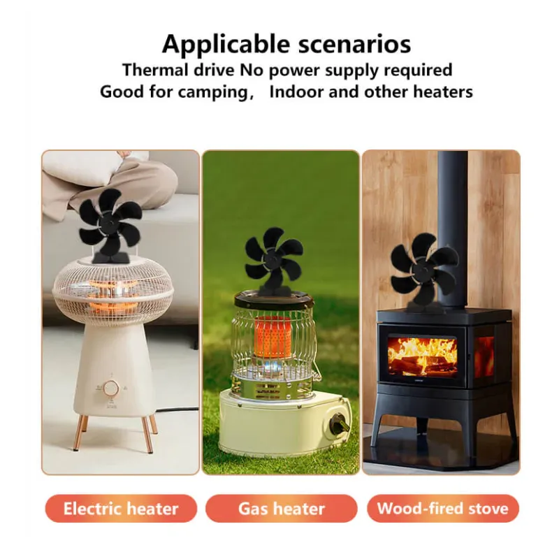 🎁New Year Hot Sale - 6 Blade Thermal Powered Wood Stove Fan