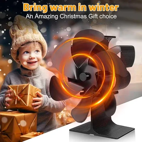 🎁New Year Hot Sale - 6 Blade Thermal Powered Wood Stove Fan