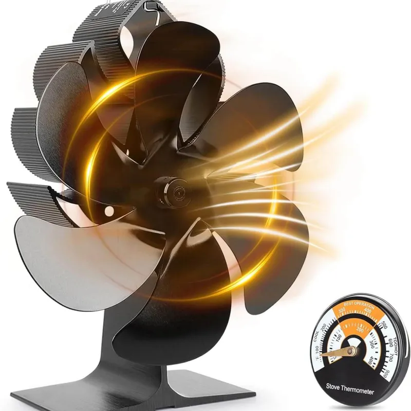 🎁New Year Hot Sale - 6 Blade Thermal Powered Wood Stove Fan