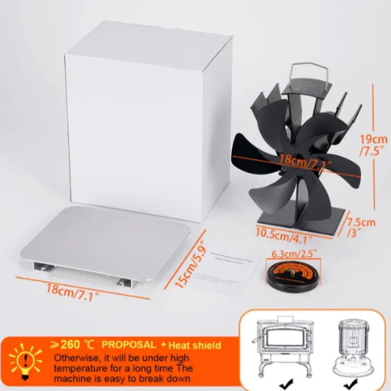 🎁New Year Hot Sale - 6 Blade Thermal Powered Wood Stove Fan