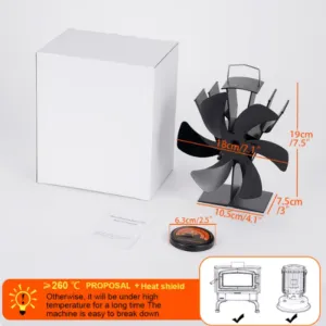 🎁New Year Hot Sale - 6 Blade Thermal Powered Wood Stove Fan