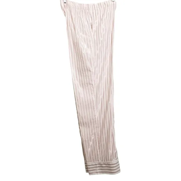 Nwot Victoria's Secret Pink Stripe Soft Metalic Longsleeve Pajama Pants Set
