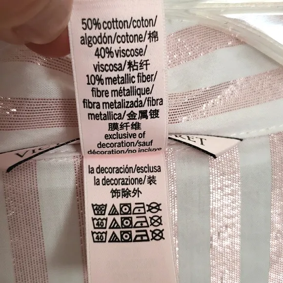 Nwot Victoria's Secret Pink Stripe Soft Metalic Longsleeve Pajama Pants Set
