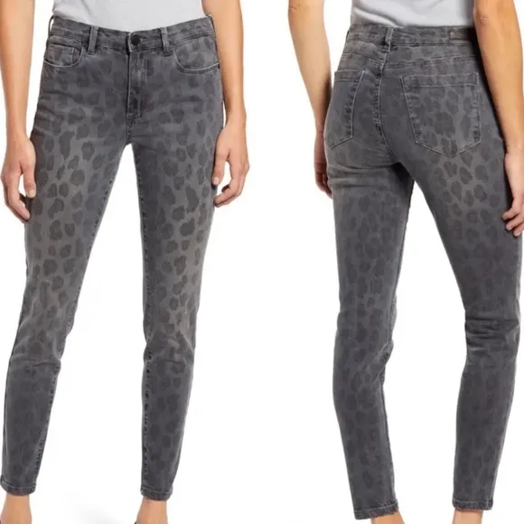 NWT Blank NYC Black Mid-Rise Skinny Cotton Blend Leopard Print Jeans Size 29