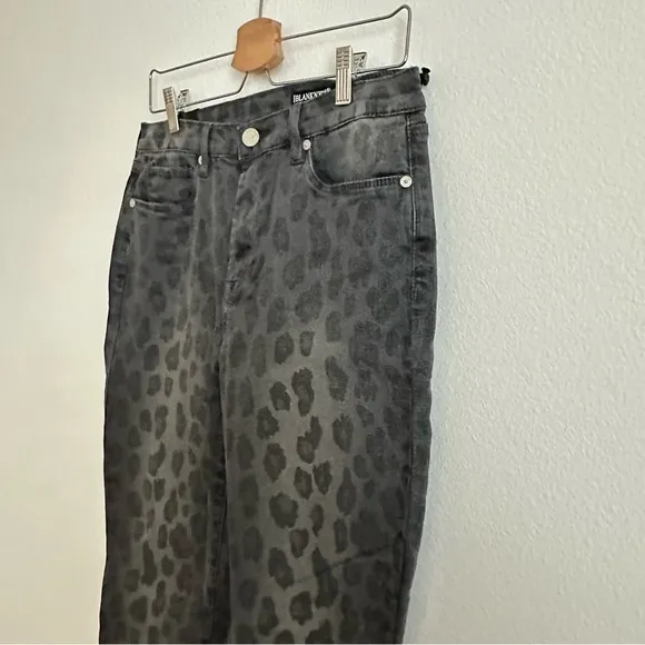 NWT Blank NYC Black Mid-Rise Skinny Cotton Blend Leopard Print Jeans Size 29
