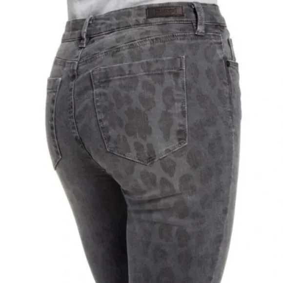 NWT Blank NYC Black Mid-Rise Skinny Cotton Blend Leopard Print Jeans Size 29