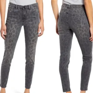 NWT Blank NYC Black Mid-Rise Skinny Cotton Blend Leopard Print Jeans Size 29
