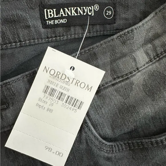 NWT Blank NYC Black Mid-Rise Skinny Cotton Blend Leopard Print Jeans Size 29