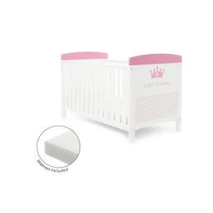 OBABY Grace Inspire Cot Bed & Fibre Mattress Little Princess