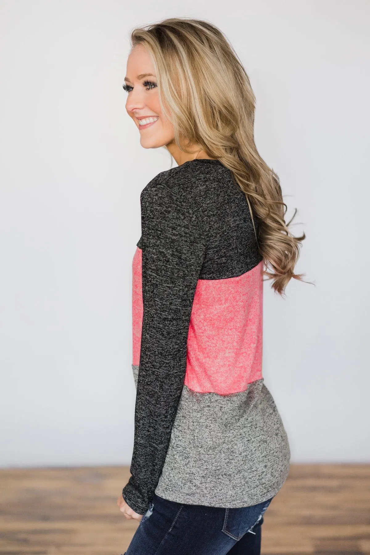 On the Brightside Color Block Top ~ Hot Pink