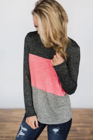 On the Brightside Color Block Top ~ Hot Pink