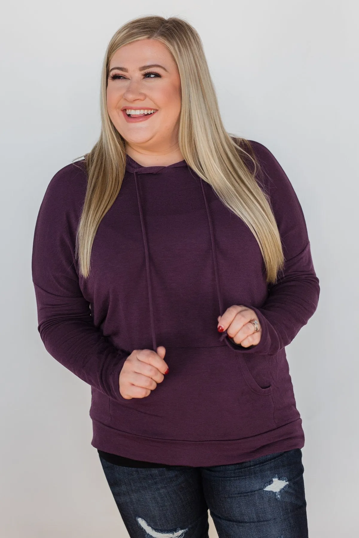 Once In A While Lightweight Hoodie- Eggplant