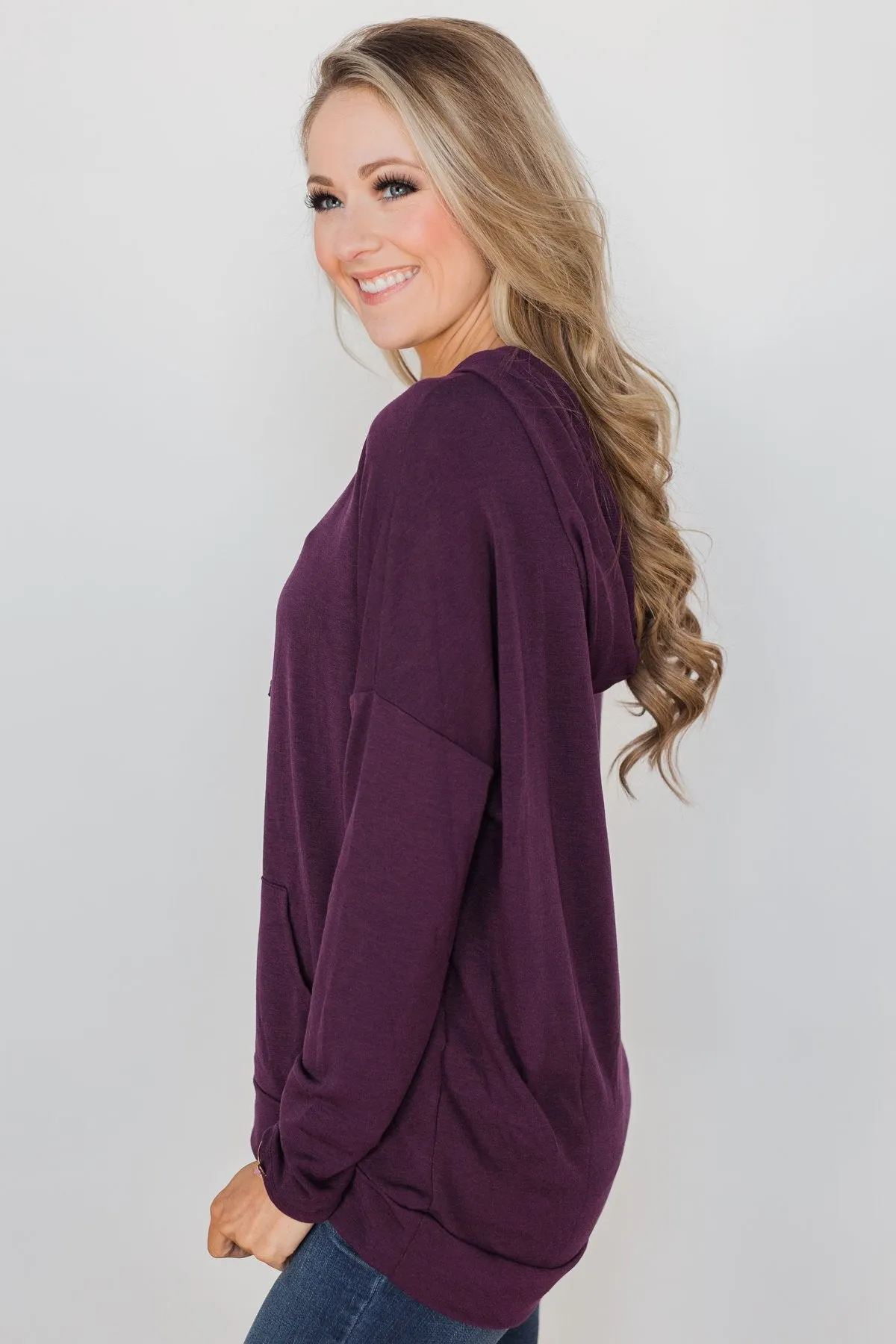 Once In A While Lightweight Hoodie- Eggplant
