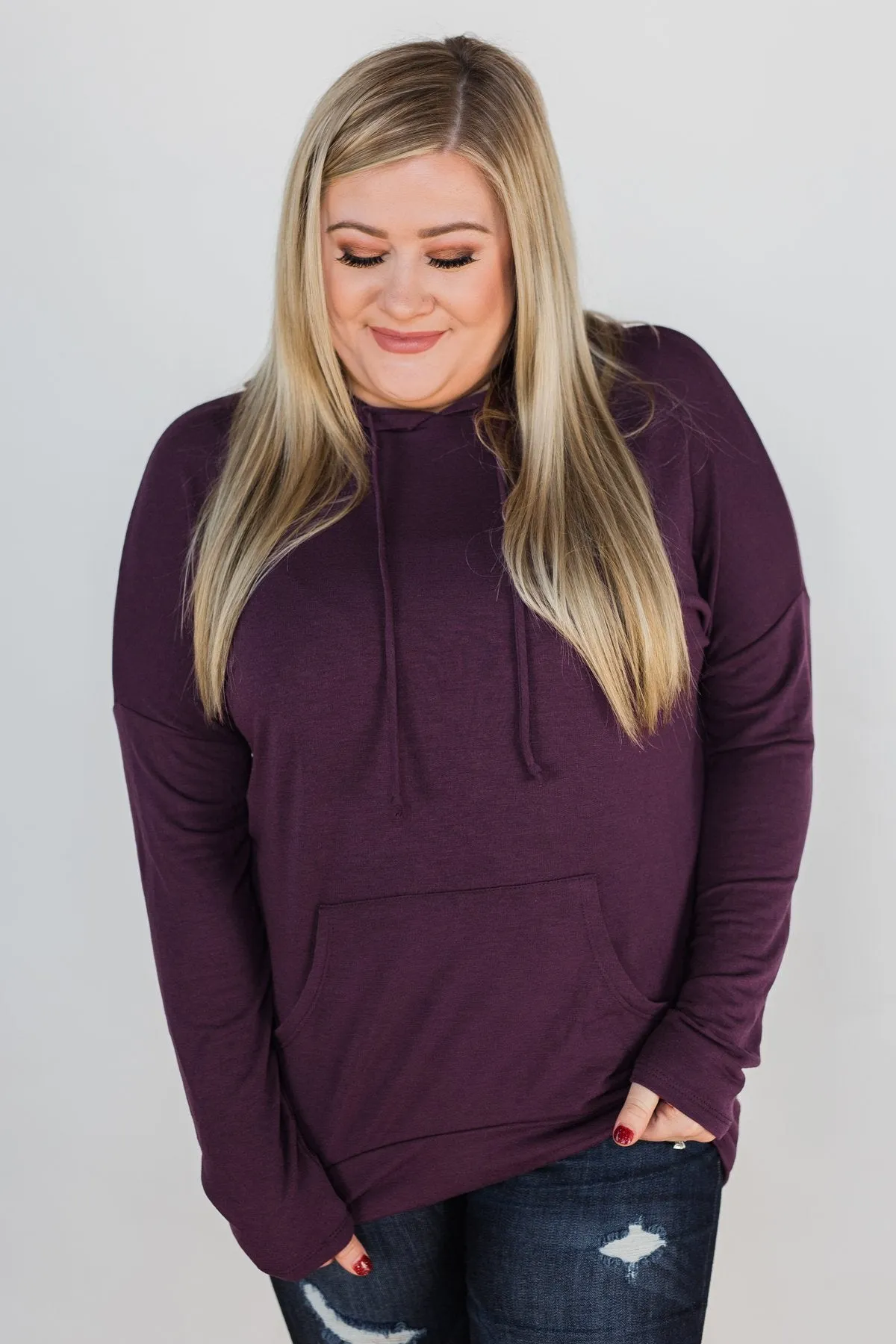 Once In A While Lightweight Hoodie- Eggplant