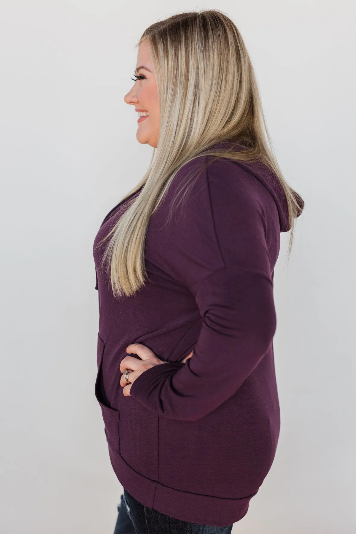 Once In A While Lightweight Hoodie- Eggplant