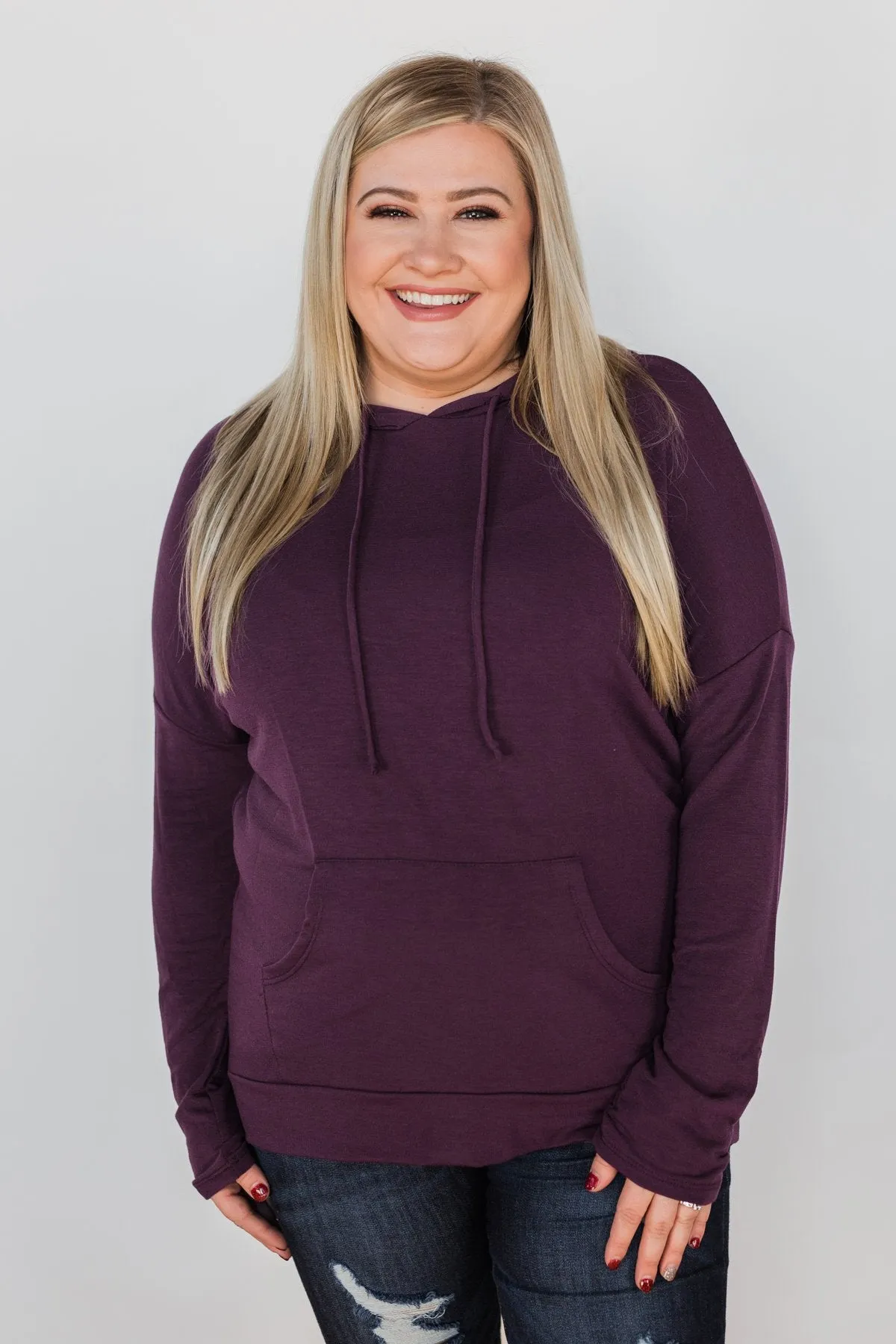 Once In A While Lightweight Hoodie- Eggplant