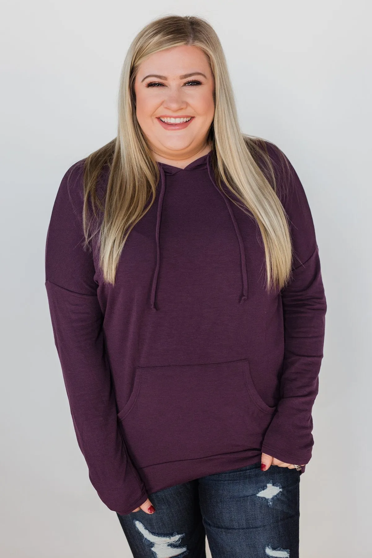 Once In A While Lightweight Hoodie- Eggplant